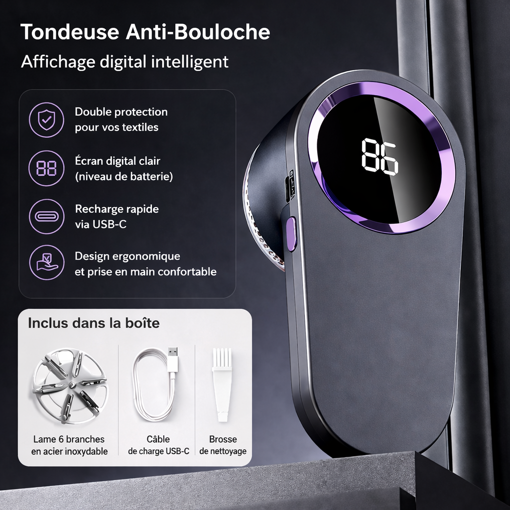 Rasoir Anti-Peluches Rechargeable USB-C