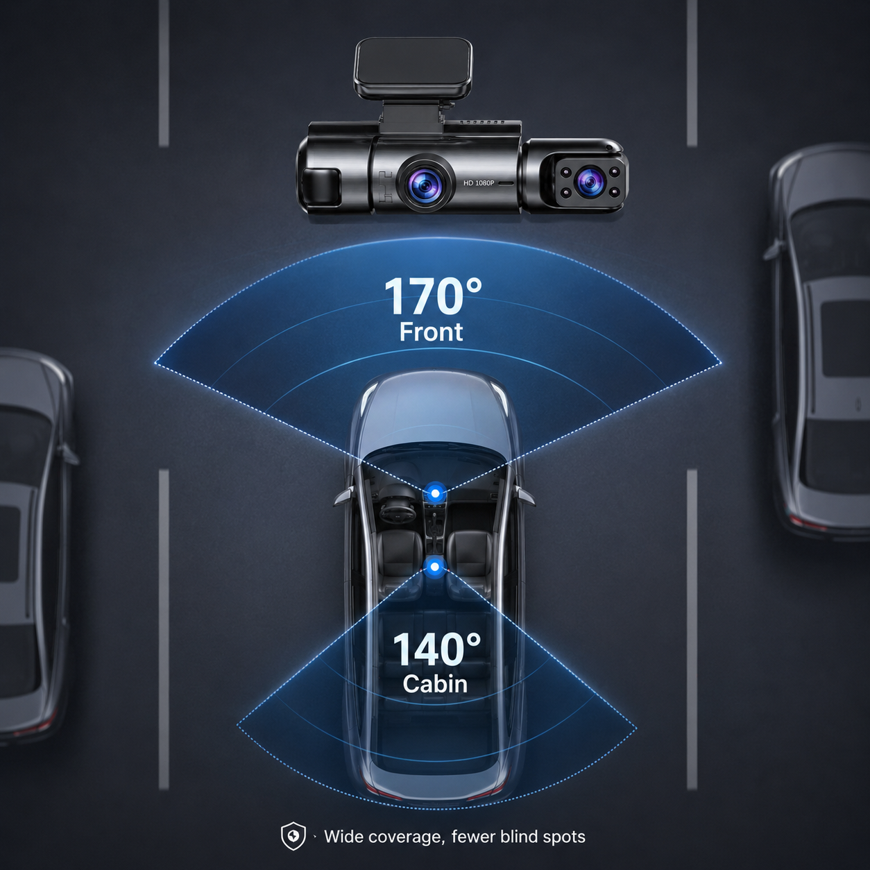 Dashcam Voiture Avant & Arrière WiFi - Vision Nuit 1080P