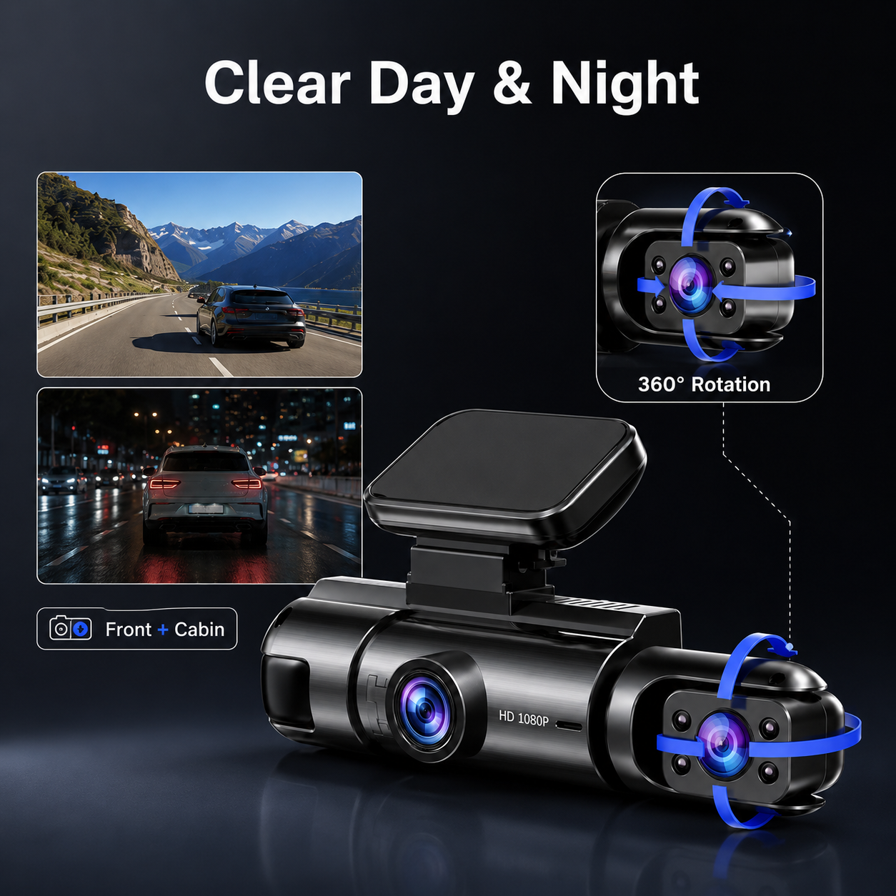 Dashcam Voiture Avant & Arrière WiFi - Vision Nuit 1080P